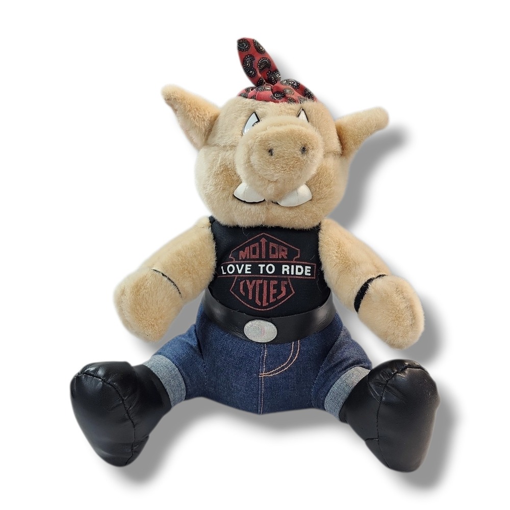 10" Harley Davidson Motorcycle Biker Hog Pig Plush Stuffed Animal Love To Ride